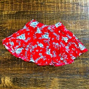 Red Floral Mini Skirt
